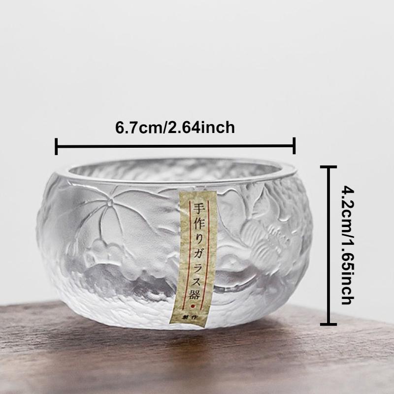 Japanese Handmade Frozen Glass Cup Crystal Glass Retro Teacups Master Cups Chinese Kung Fu Tea Set Transparent Household Teaware