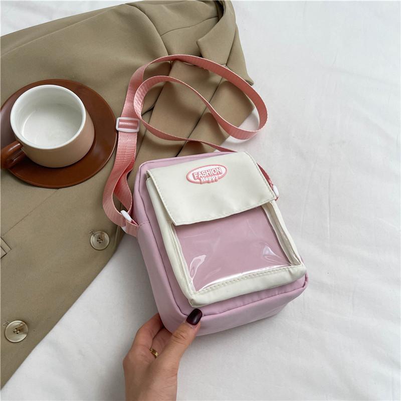 

Повсякденна сумка в гонконгському стилі, проста парна сумка через плече, трендовий бренд, велика місткість, студентська сумка для мобільного телефону, повсякденна сумка-месенджер корейської версії рожевий