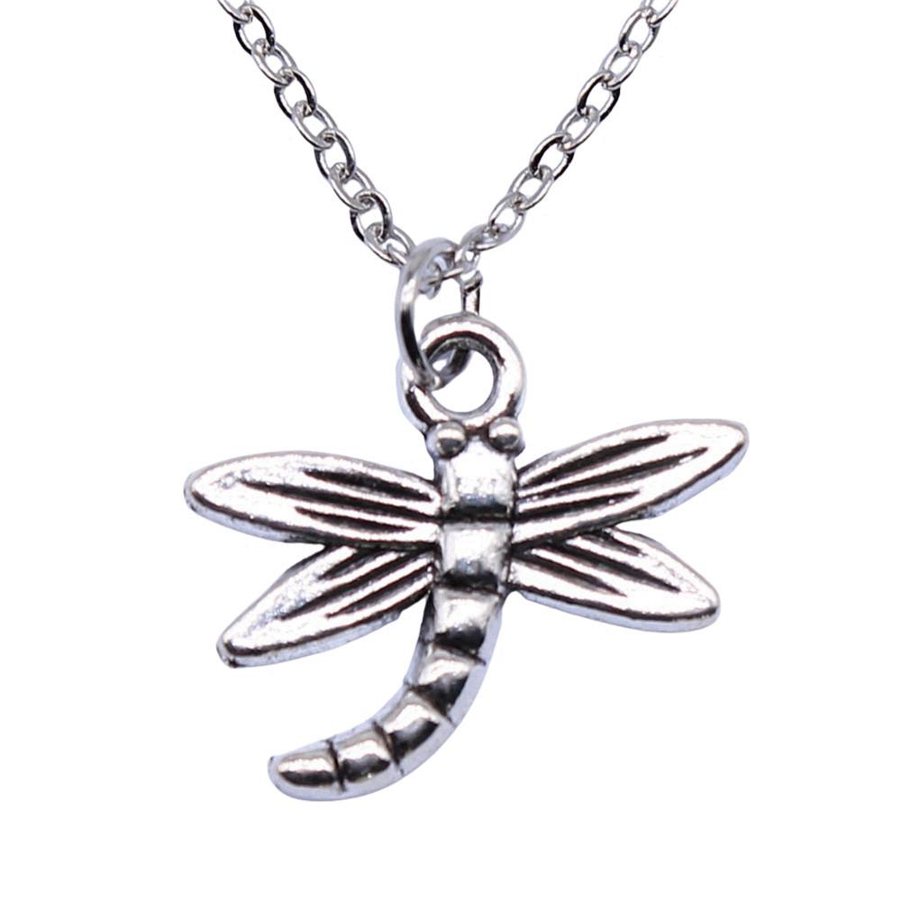 Dragonfly Pendant Necklace Insect Nature Inspired Delicate Jewelry 40cm Short Chain