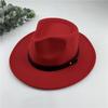 New European and American women's autumn and winter woolen top hat big eaves jazz men's peach heart top black felt hat
