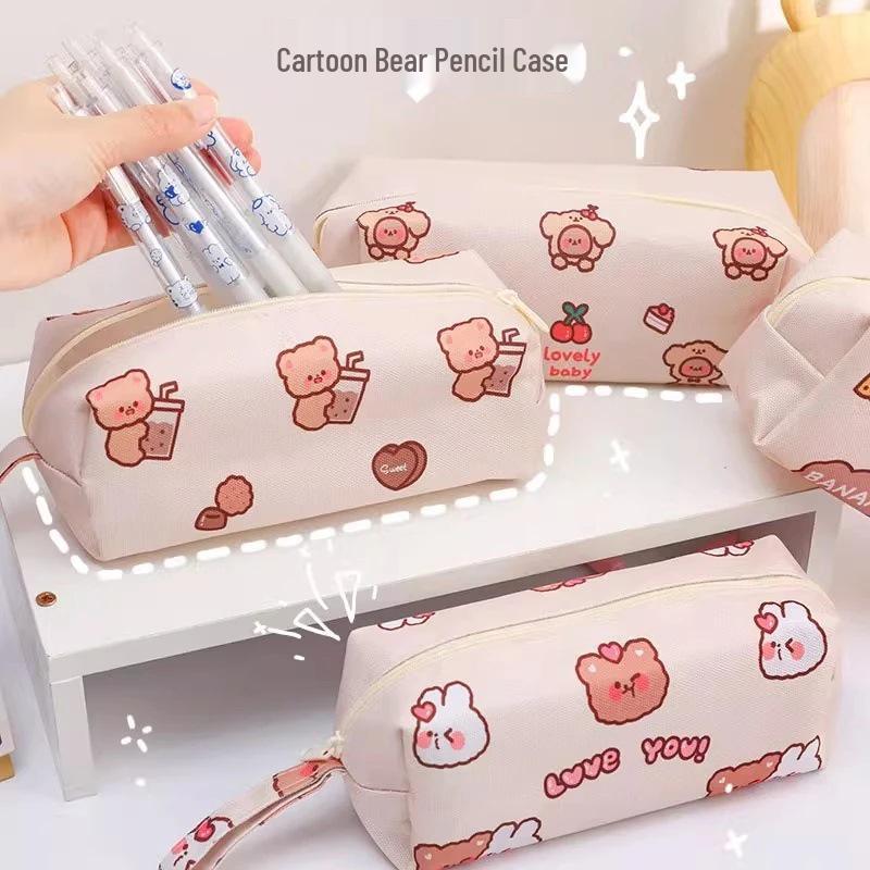 5 Yuan Newcomer Discount: Cute Cartoon Bear Pencil Case - Japanese Style for Girls and Kids