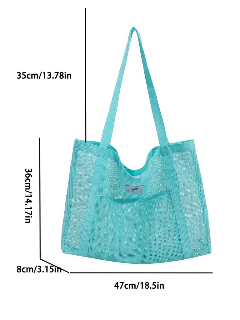 2025 One-Shoulder Transparent Mesh Tote Bag - Large Capacity Beach/Shopping Bag