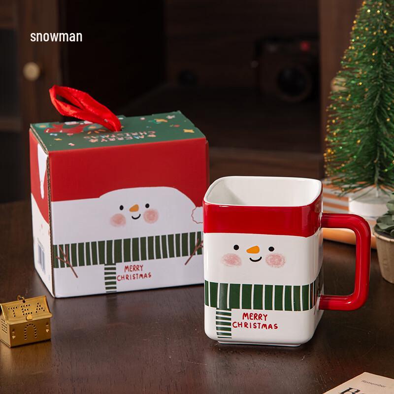 JUNSHIQI WJ Christmas Snowman Ceramic Mug 400ml