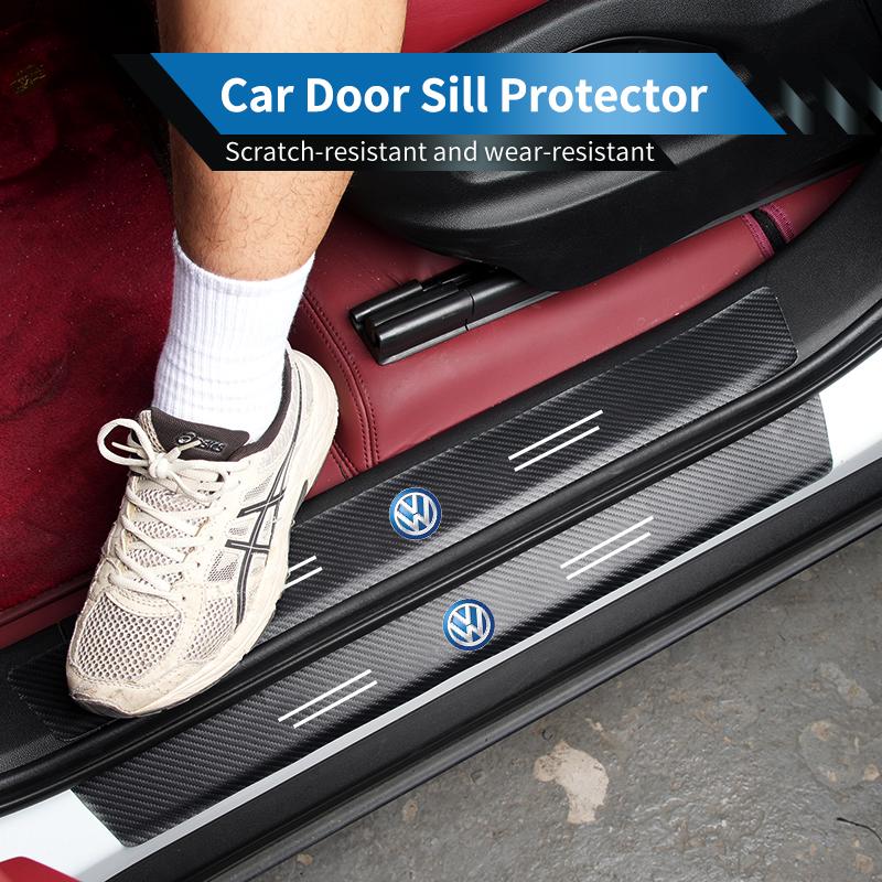 Leather Car Door Plate Threshold Protector Strip Sticker For VW Scirocco Jetta Beetle Golf Passat Polo Tiguan Sharan Touran zw9