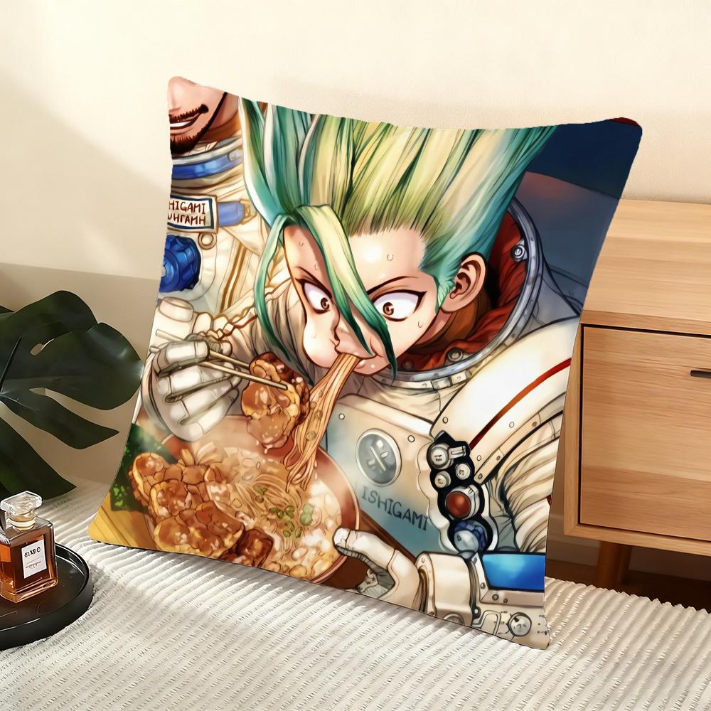 Dr Sstone Science Future Cushion Cover Soft Short Plush Pillow Cover Smooth Cozy Texture Aesthetic Cushion Case Home Decor