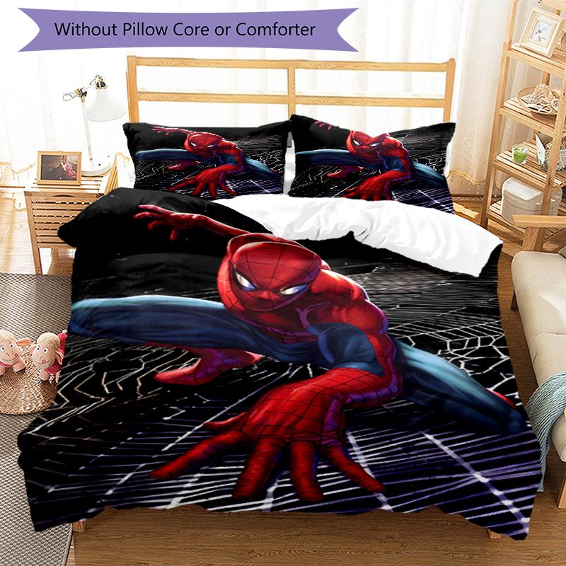 3pcs Spider Man Bedding Set Duvet Cover Closure Includes 1 Duvet Cover & 2 Pillowcases, Soft and Comfortable for All Seasons.