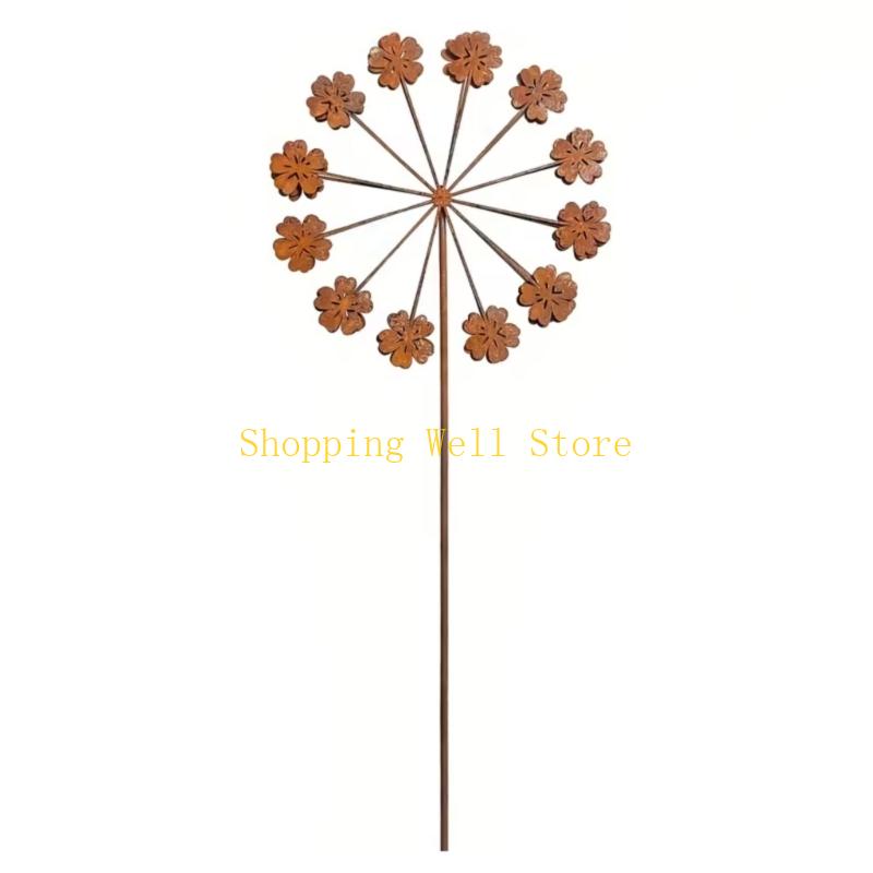 KX4B Rusty Garden Decorative Stakes Metal Flower Garden Decoration Plant Decoration