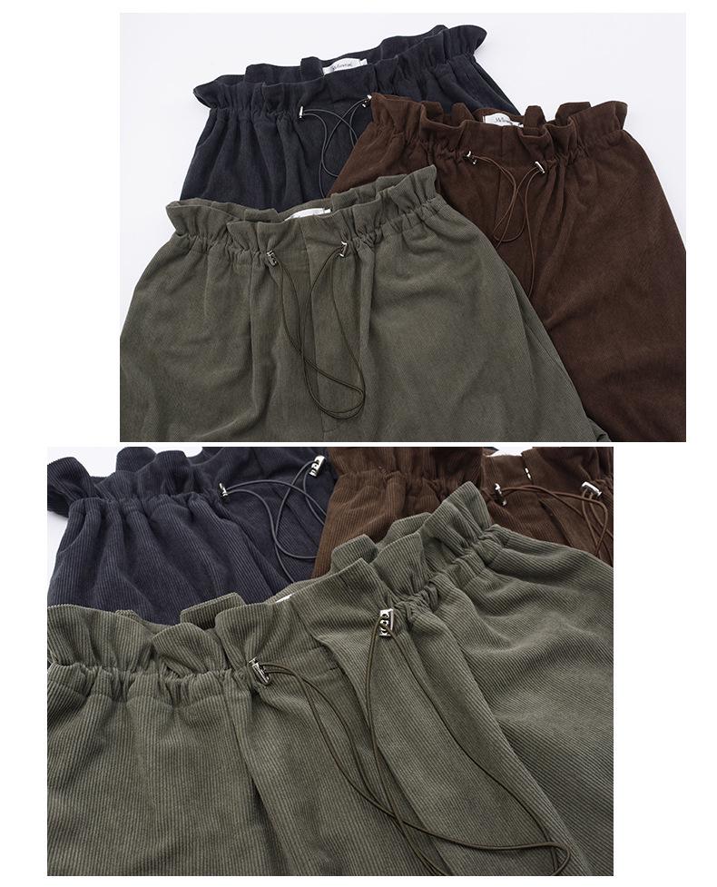 XHK2553 Large Winter Maillard Style Corduroy Pants - Elastic Waist, Retro, Plus Size