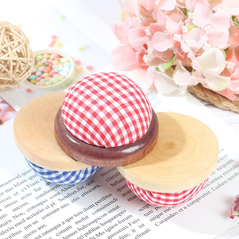 1Pc w kształcie kuli Craft igła poduszka z drewnianym dnem domu narzędzia do szycia