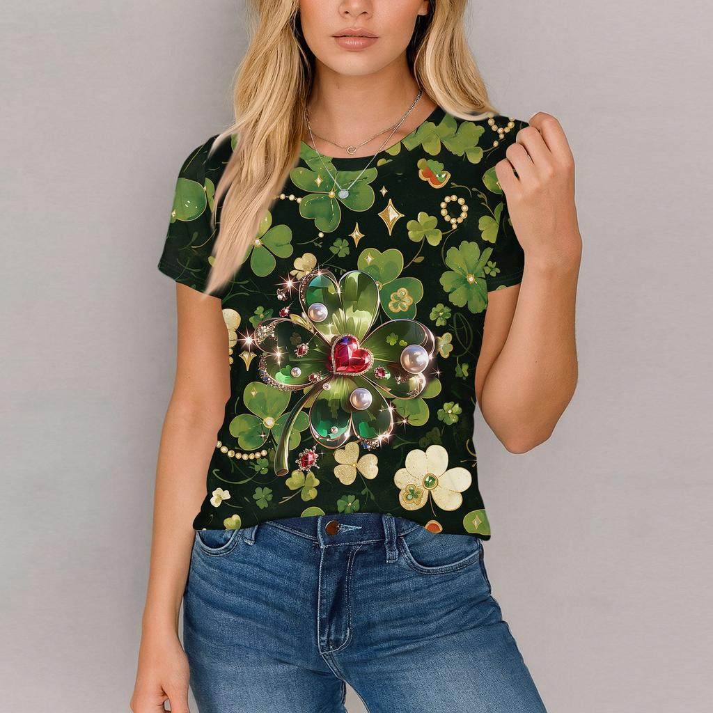 Women's T Shirt Tee Print Short Sleeve Daily Weekend Fashion Basic Regular Top  St. Patrick's Day