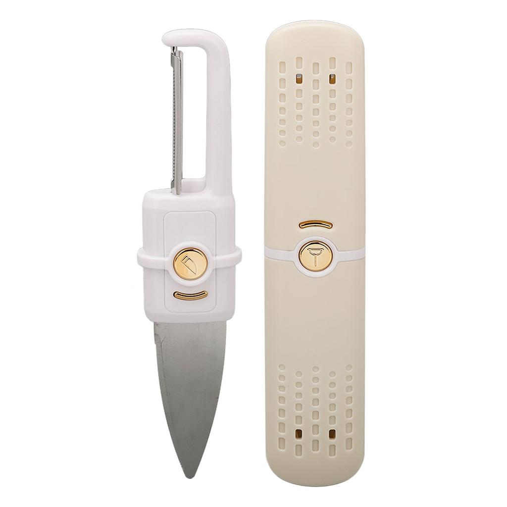2 in 1 Fruit Peeler Double Head Stainless Steel Peeling Slicing Knife for Kitchen Beige