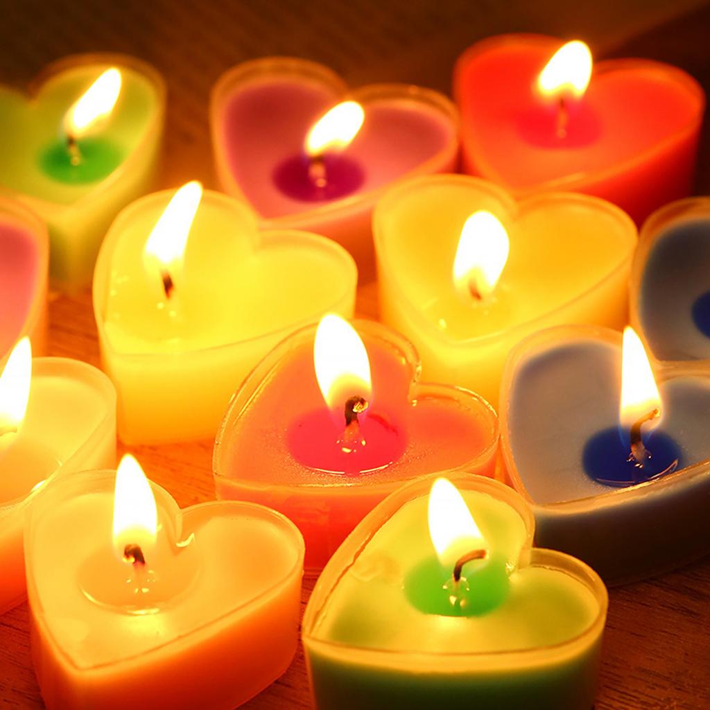 9pcs Heart Shape Christmas Holiday Tealights Long Burning Time Perfectly For Holiday Parties And Warm Decoration