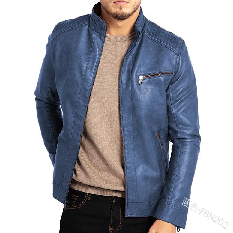 Winter Men's PU Leather Motorcycle Jacket - European/American Style, Stand Collar, Slim Fit