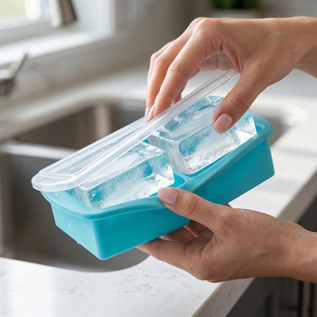 Abgedeckte Silikon-Eiswürfelform für Gefrier-Aufbewahrungsbox Eisblockform