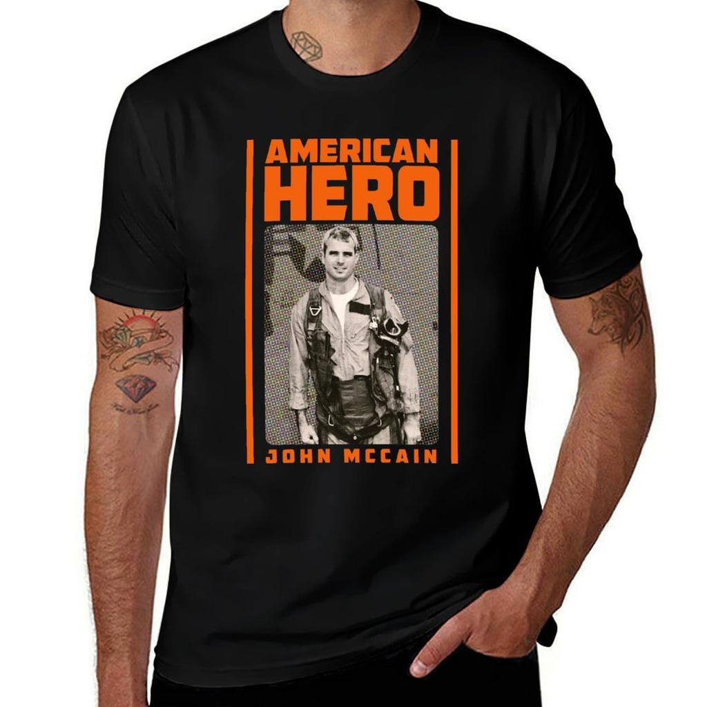 John Mccain American Hero Tshirt Minimalist Plain Crew Neck Tshirt