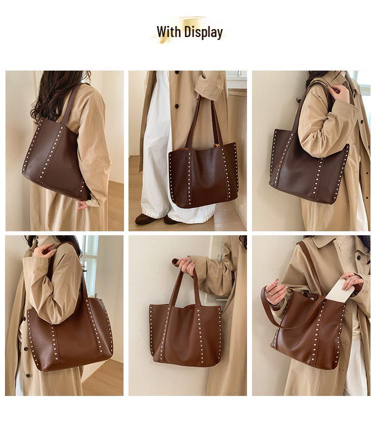 High-End Versatile Rivet Large Capacity Shoulder & Tote Bag