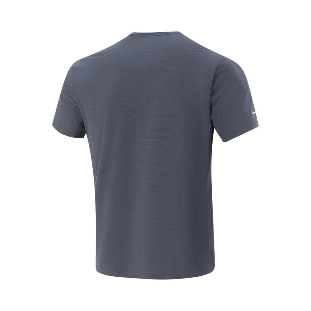 Li-Ning Fitness Series Simple Solid Color Round Neck Short Sleeve T-Shirt Men Tops Deep-Shadow-Blue ATSV395-5
