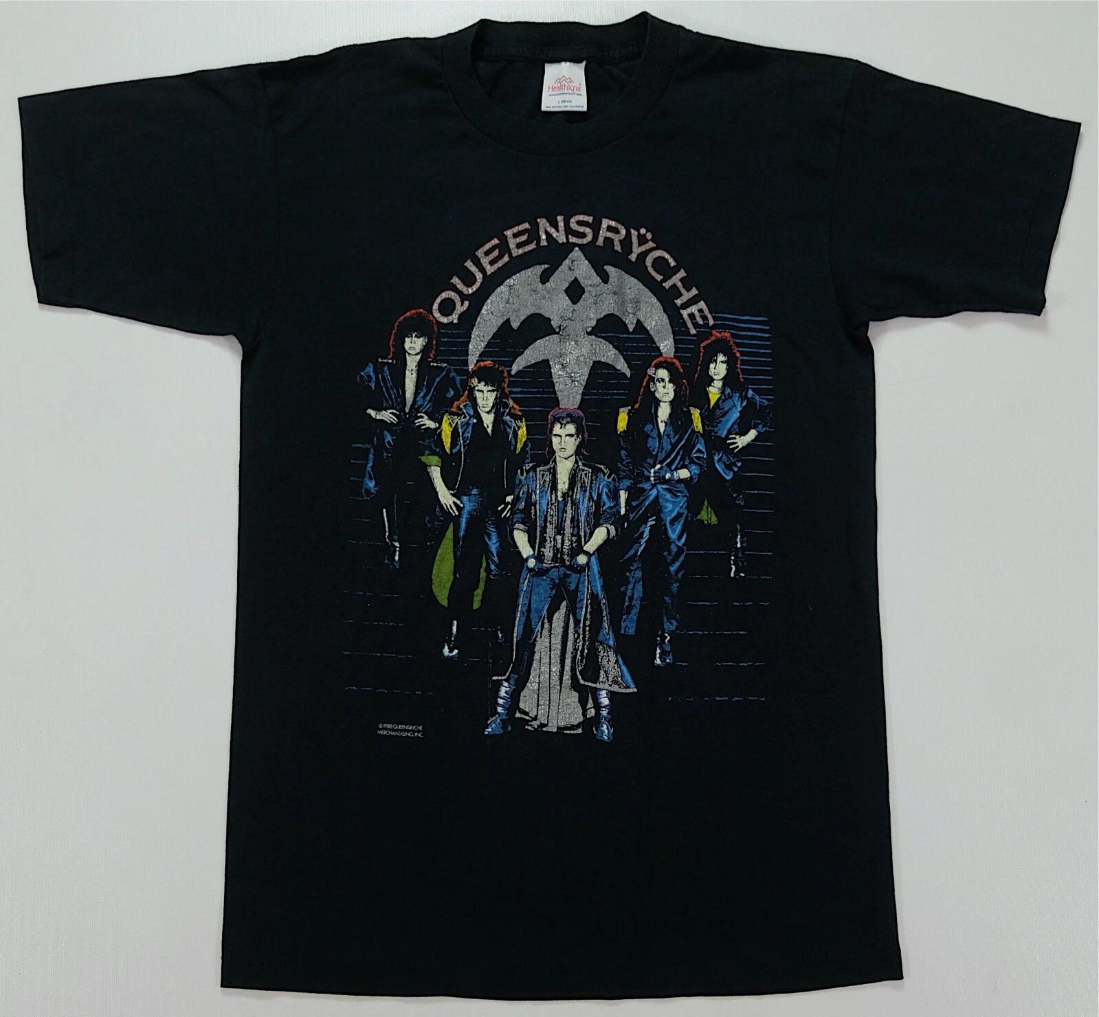 Rare VTG HEALTHKNIT Queensryche 1986-1987 Rage Tour T Shirt 80s Heavy Metal SZ L S