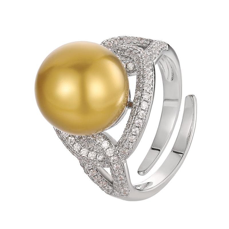 Jewelry Pearl Rings Australian White Pearls Nanyang Gray Fashionable Versatile Simple Women's Styles Open