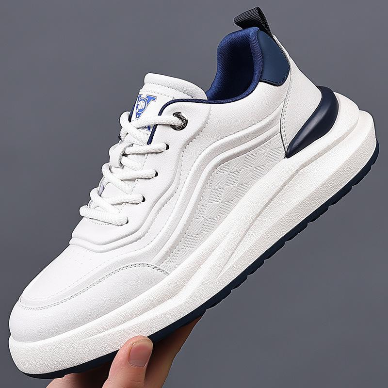 Men's Autumn & Winter Genuine Leather Sneakers - Stylish, Comfortable, Versatile, Casual White Shoes.