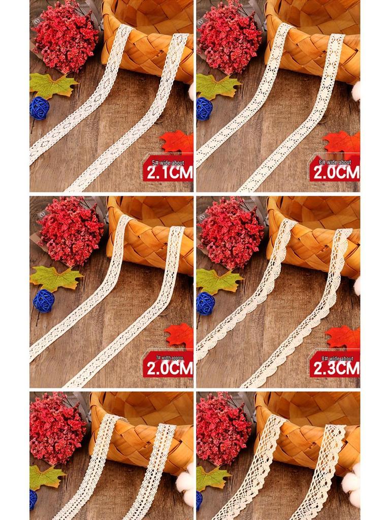 Huan Chuang Cotton Lace Ribbon for DIY Crafts and Clothing Fabric Decorations