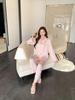 Women's High-End Ice Silk Striped Pajama Set - Spring/Summer Luxury Long Sleeve Jacquard Homewear