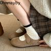 Designer Vintage Warme Damen Mary Jane Schuhe Mode Flache Schuhe Prägnante Weiche Sohle Baumwollschuhe