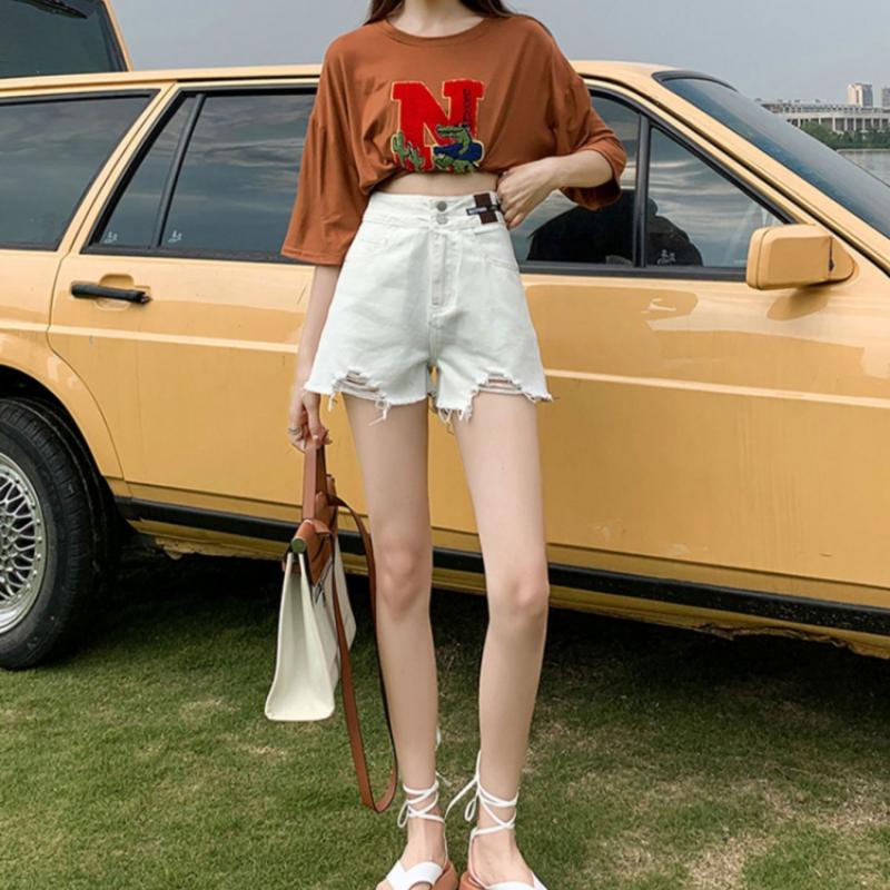 American Simple Denim Shorts for Women Summer Fashion High Waist Slim Wide Legs Loose Casual A-line Dancing Cycling Shorts Y2K