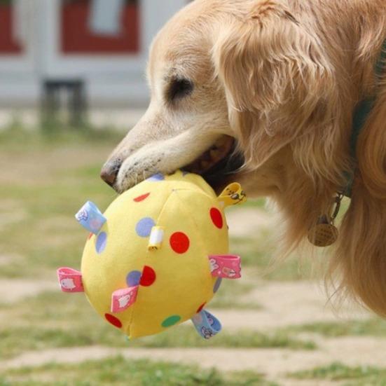 Pet Chew Toy Dot Printing Colorful Webbing Highly Elastic Bite-Resistant Cotton Filling Built-in Bell Noise Making Dog Toy