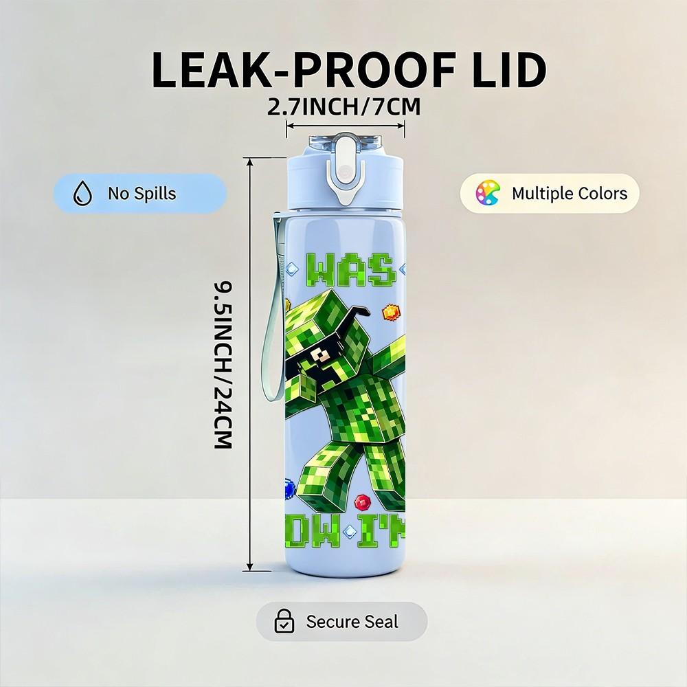 1PC I Was 6 Now I'm 7 Letter Art 750ml Color Plastic Sports Water Bottle Leakproof Flip Straw Lid For Sports Office Home Use