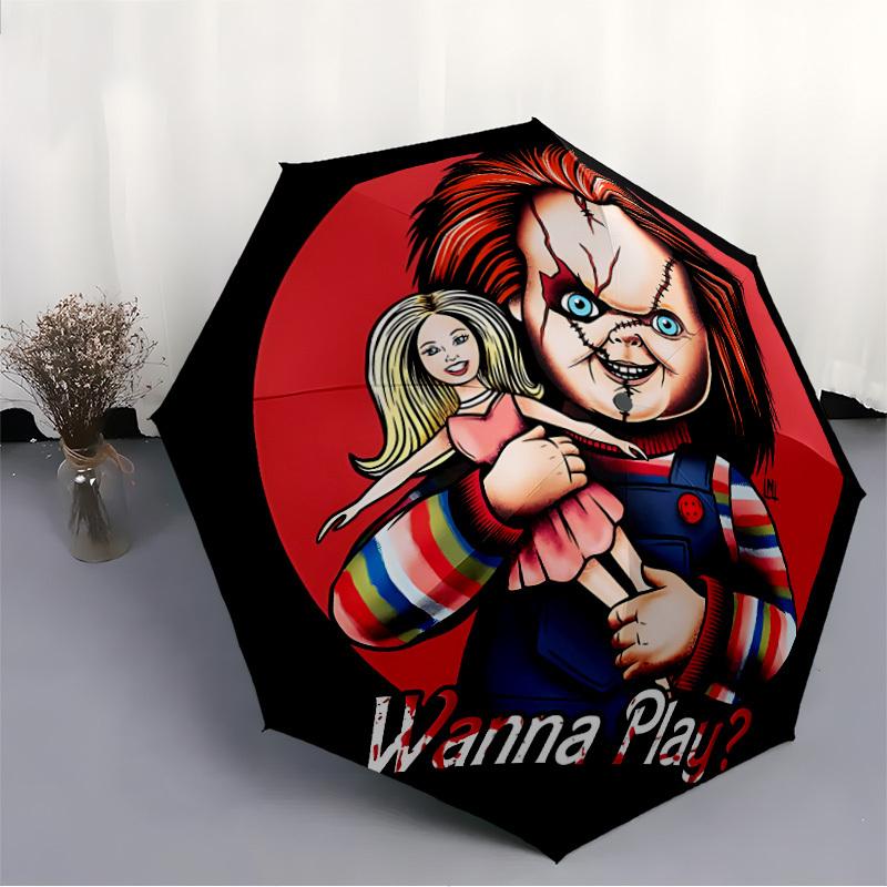 1pc Chucky Automatic Open/Close Umbrella Folding Umbrella, Portable Compact Travel Umbrella, Birthday/Christmas Gift for Men & Women L1110y27