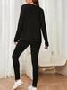 2025 Autumn Women's Fashion: European & American Casual Round Neck Ribbed Knit Suit - New Style, Loose Fit