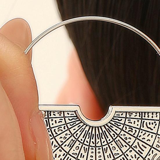 1 Pair Women Earrings Retro Bohemia Style Drop Earrings Fan-Shaped Semicircular Design Distressed Earrings