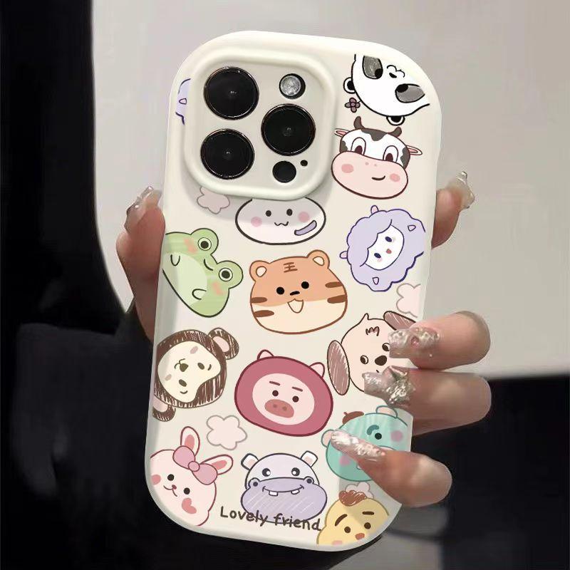 Full Animal Is Suitable for Apple 16promax Phone Cases, European and American Style 15pro Cute 14/13mini Anti-drop 12