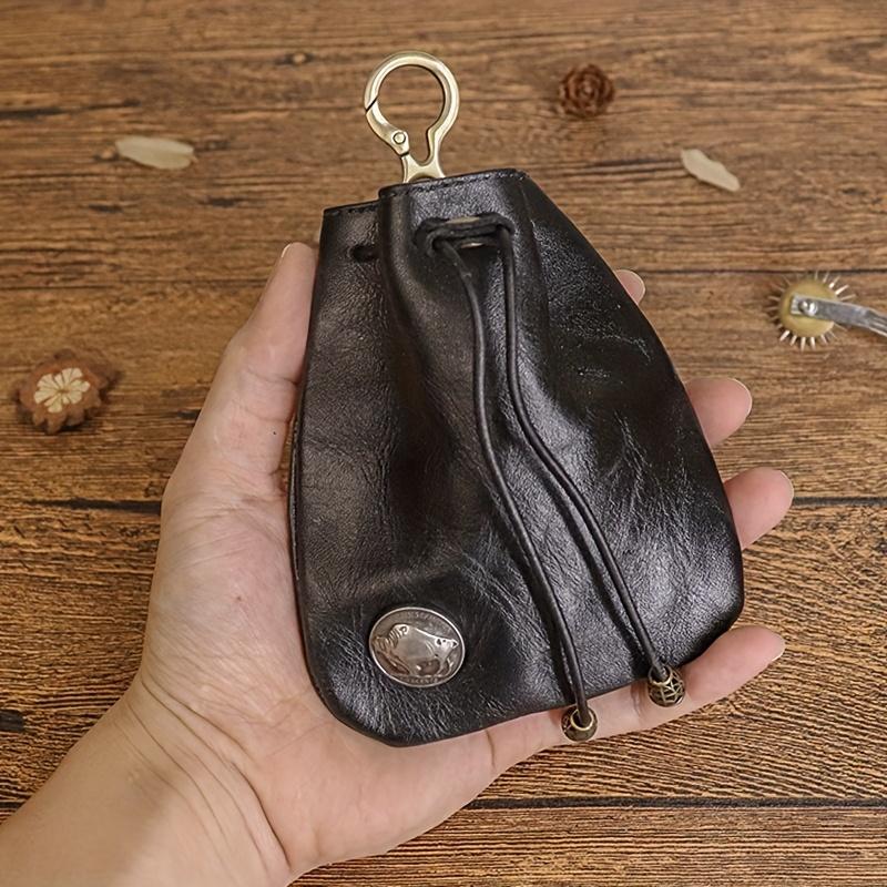 Leather Vintage Coin Purse Mini Storage Bag, Classic Style Compact And Portable, Anti-Loss And Anti-Theft,Multifunctional Key Holder