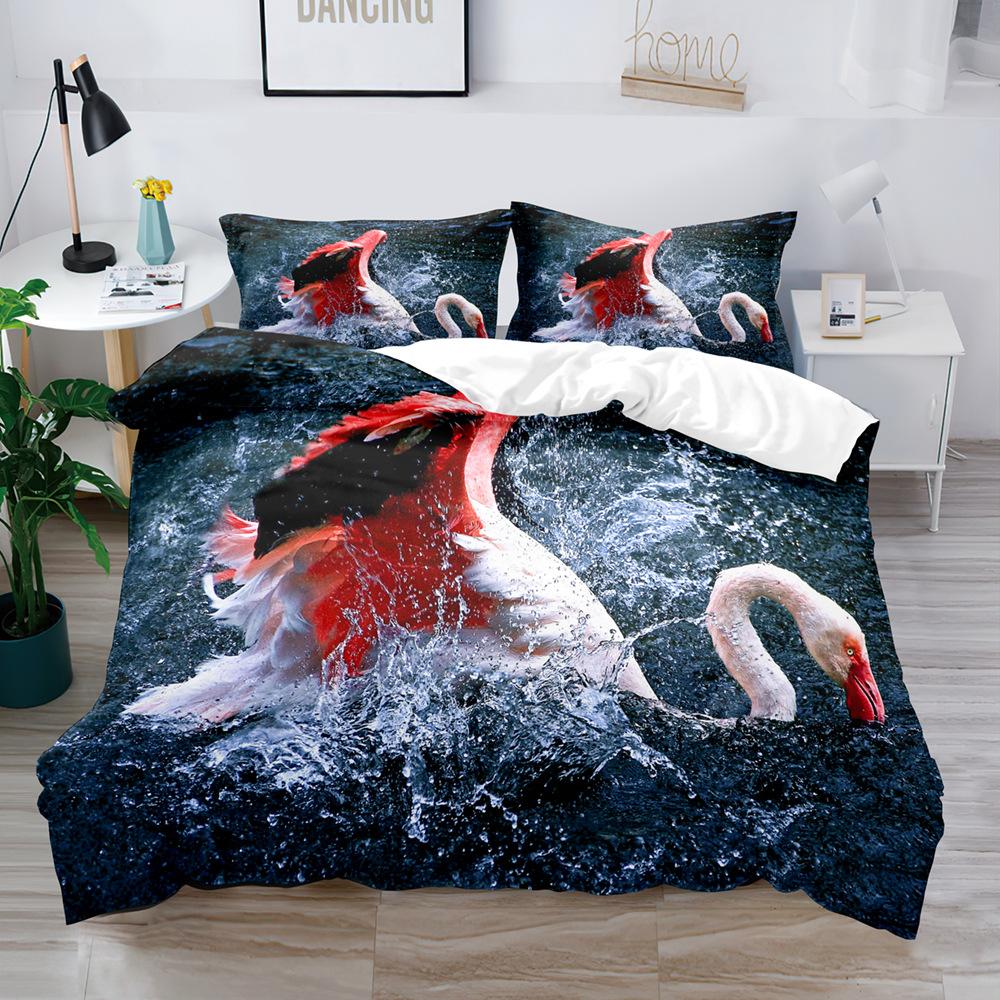 Bird Game Digital Printing Quilt Cover Three-Piece Set