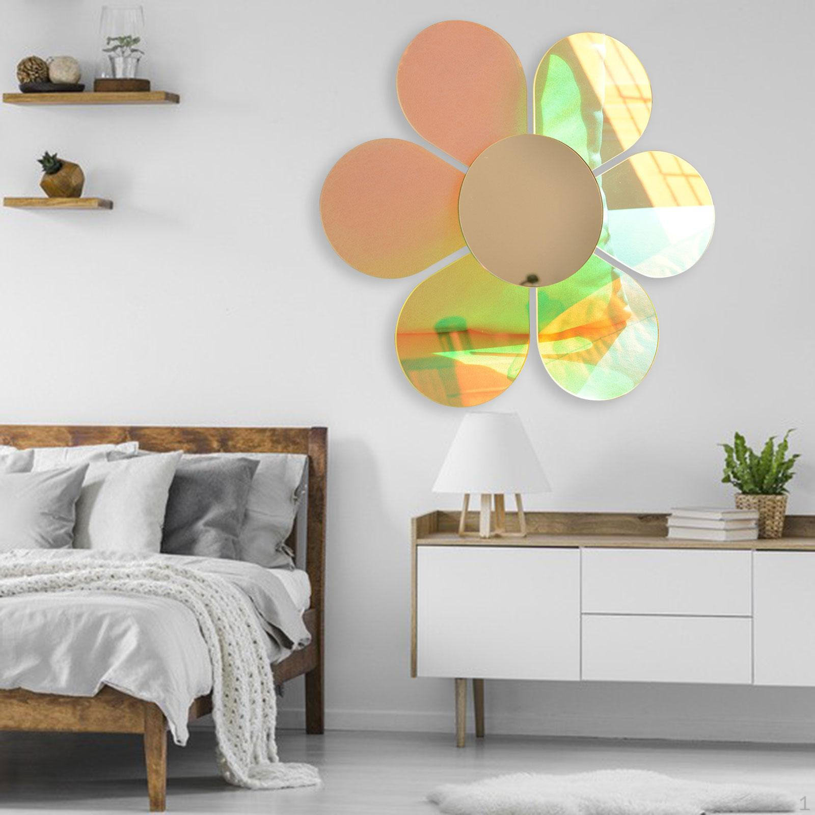 

5pcs Acrylic Flower Vanity Mirror Wall Sticker Colorful Modern Mirrors Home Decor for S