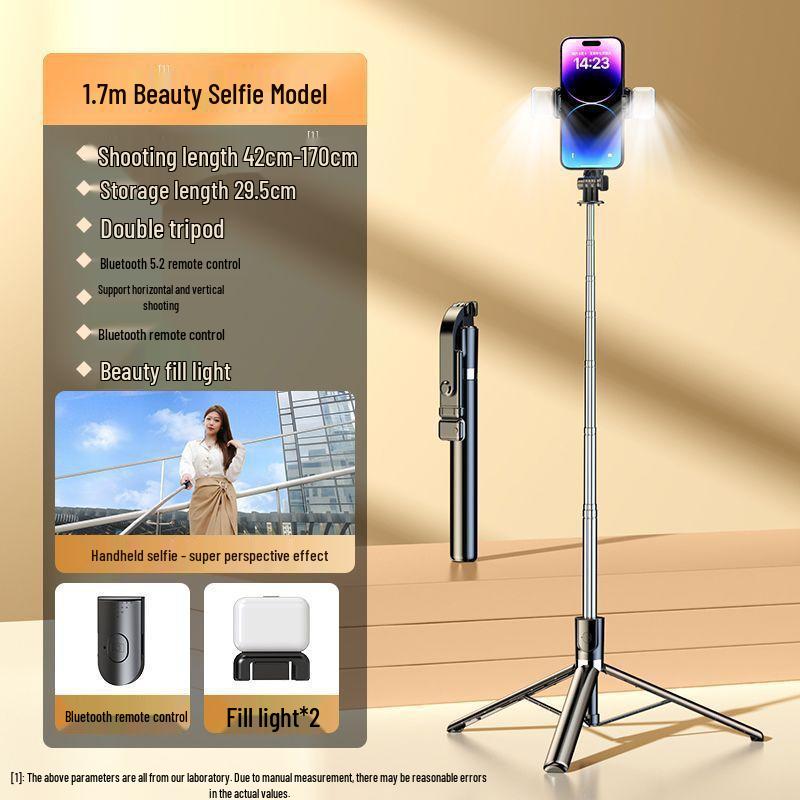 CrossR1/R1S Selfie Stick with Anti-Shake, Bluetooth, Fill Light, and Live Streaming Stand