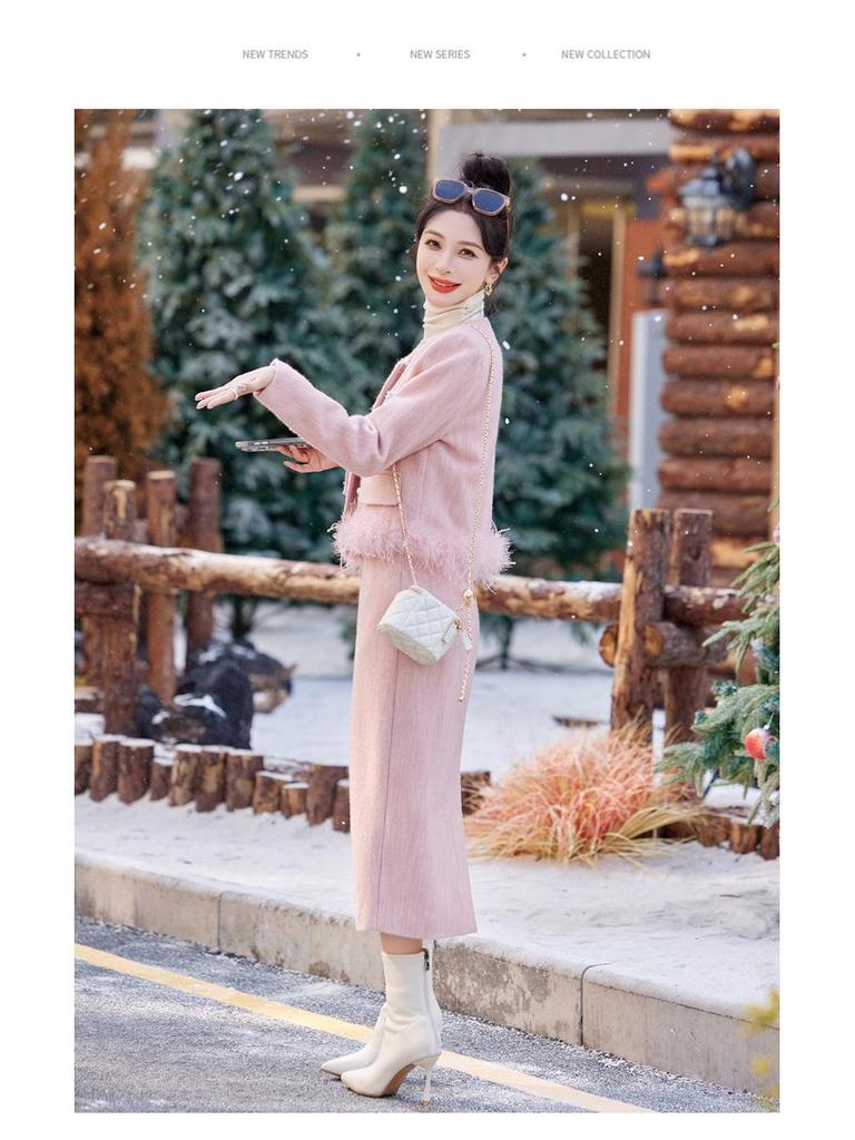 Women's French Chic Winter 2026 Down Skirt Set – Lightweight Luxury Two-Piece