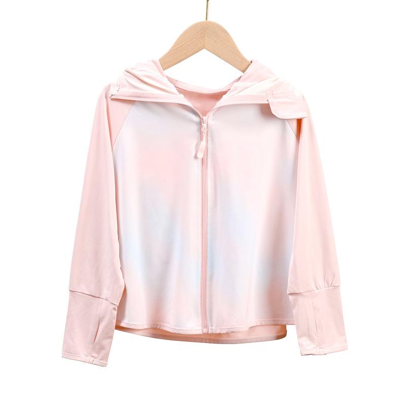 Kids Colorful Sun Protection Jacket UPF50+ UV Protection Lightweight Breathable Summer Thin Sun Hoodie for Boys and Girls M90cm розовый