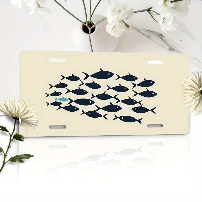2D Flat, 1pc, for Decorative Purposes Only, Suitable for Fish-shaped License Plates- Heavy-duty Aluminum Car License Plate Featuring an Ocean-themed B