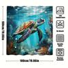 Ocean Turtle Watercolor Art Shower Curtain - Underwater World Landscape, Washable Polyester With Hooks Included, Blue Bathroom