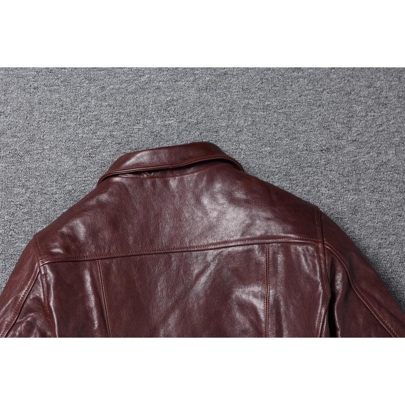 Chinese Size Classical 1930 Style Men Leather Jacket Uncoated Natural Goatskin Leather Soft Slim Spring Autumn