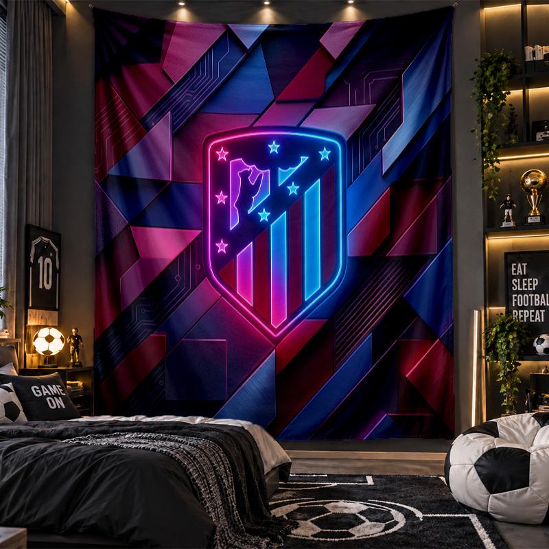 Wandbehang Wandteppich Atletico Madrid Druck Stoff für Wohnzimmer Schlafzimmer Heimdekoration