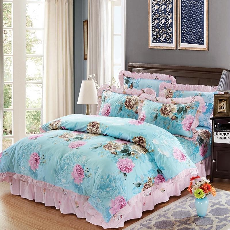 100% Cotton Soft Bedclothes Queen King Size Bedding Sets Quilted Thick Bed Spread Duvet Cover Bed Sheet Set Pillowcase 4/6Pcs