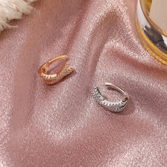 1Pc Women Ear Cuff, Non-Pierced Clip-on X-Shaped Ear Cuff, Rhinestone Inlaid Adjustable Fit Ear Clip, Simple Earring Jewelry Gift