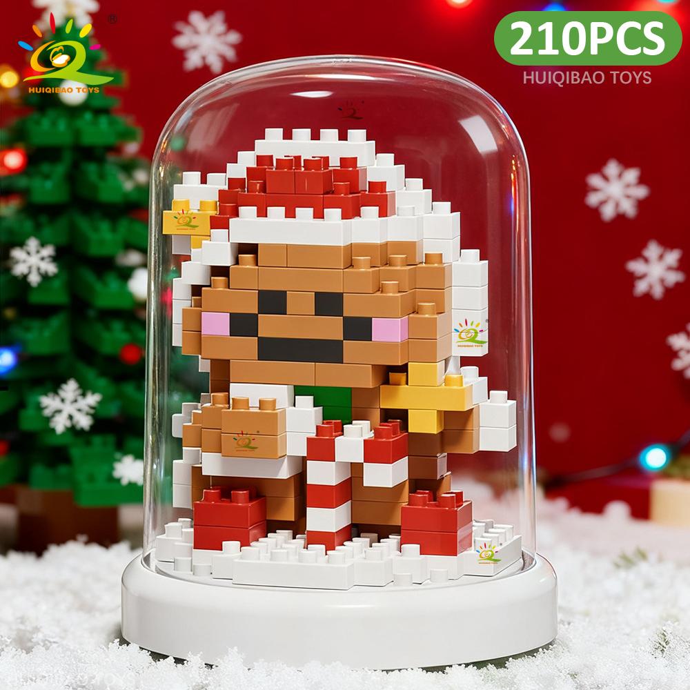 Christmas Tree Santa Claus Penguin Model Building Block DIY Snowman Bricks Toys Children Adult Desktop Ornament Gift