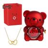 Preserved Rose Hug Bear Gift with Heart Necklace Rotatable Eternal Flower Bear Gift Box Wife Mom Grandma Girlfriend Valentine's Day Birthday Gift
