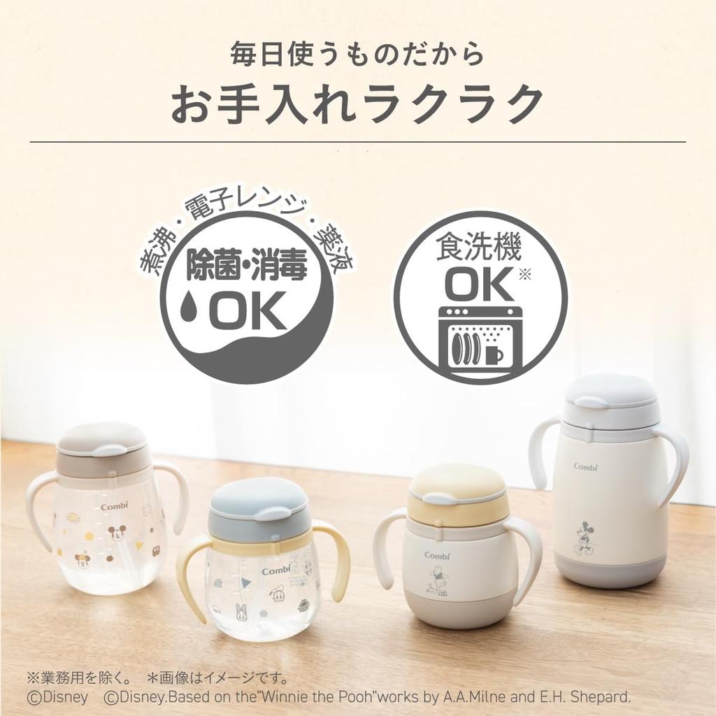 Combi Rakumag Straw Mug 240ml Donald Daisy Made in Japan Mug Series Leak-Proof &