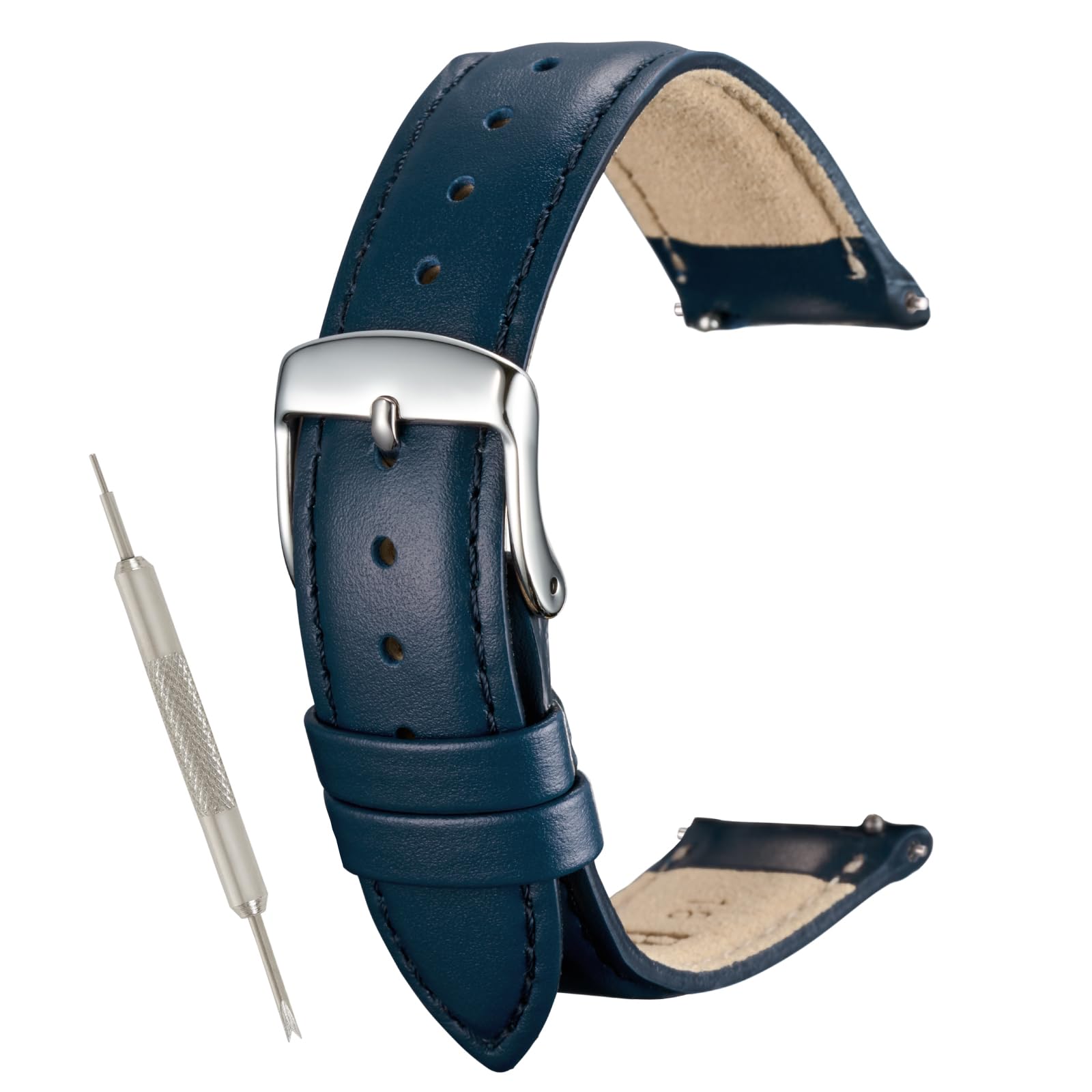 [Bambi] Watch Strap, Genuine Leather, 20mm, Navy, Replacement Watch Strap MC002DS-S